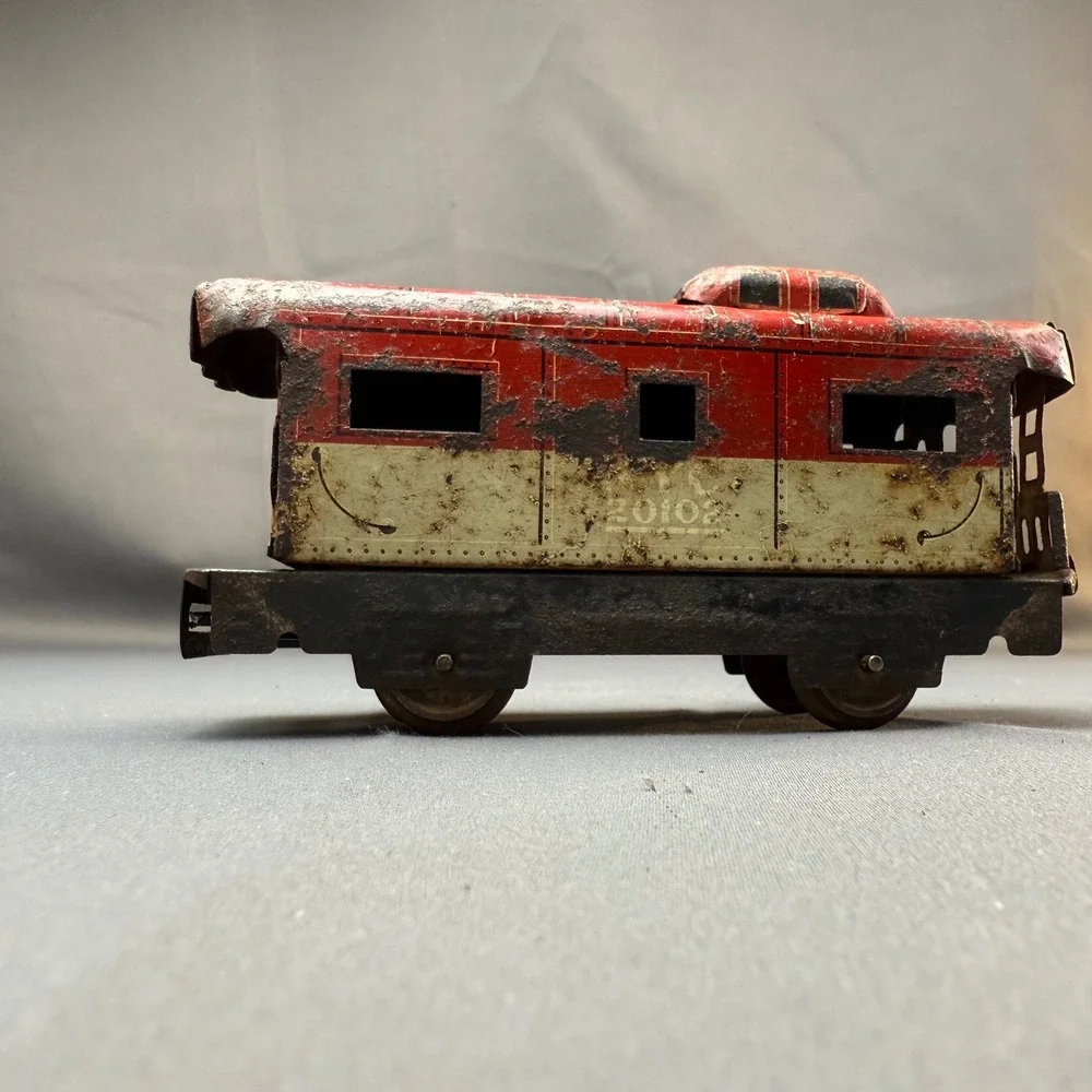 Vintage Marx 20102 Tin Litho Caboose Red NYC‎ Scale MCM Train Car Antique